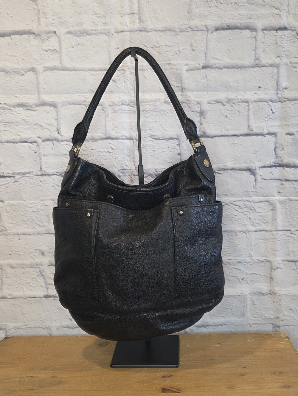 Marc by Marc Jacobs Black Pebbled Leather Slouchy Hobo Bag Y2K